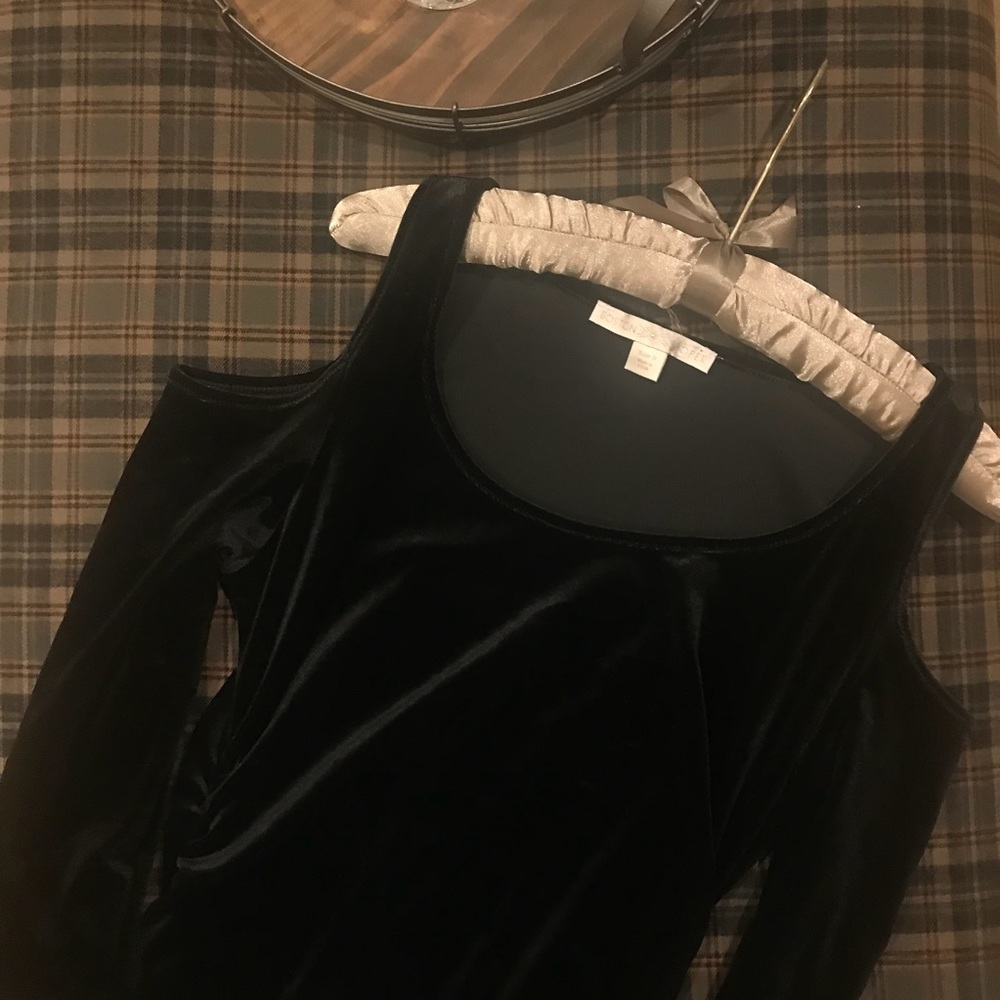 Black Velvet Cold Shoulder Top
